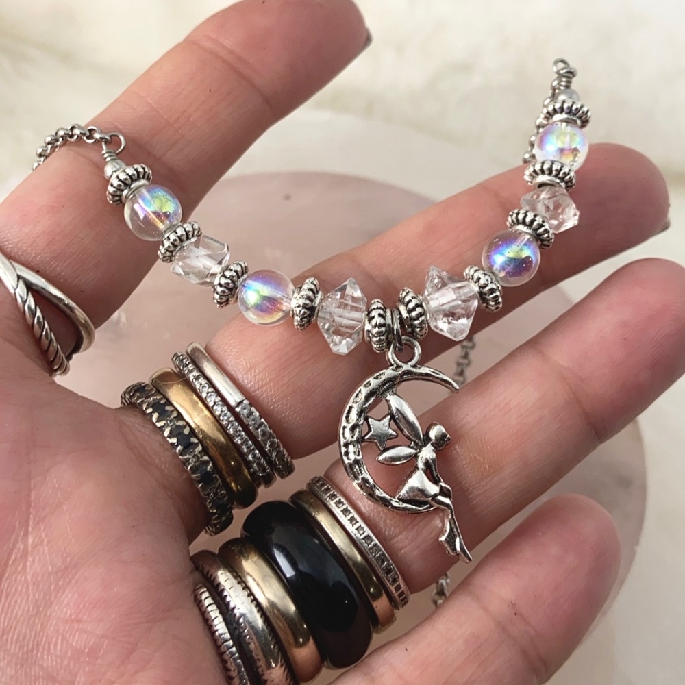 Fairy necklace earrings .Genuine Herkimer diamonds (4) crystal fairy silver set - Picture 11 of 14